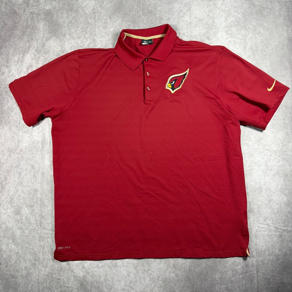 Nike NFL Arizona Cardinals Polo Shirt Mens XXL Red Dri-FIT‎ Onfield Apparel Logo